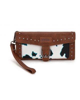 WG195-W054 TQ Wrangler Western Cow-Print Tri-fold RFID Wallet