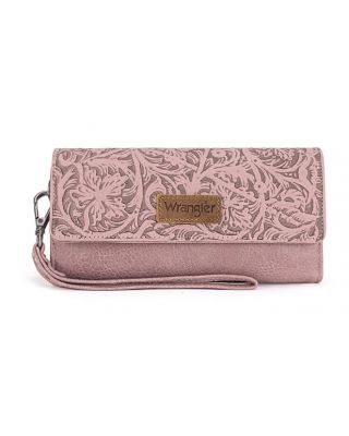 WG196-W056 PK Wrangler Western Floral Tooled Tri-fold RFID Wallet