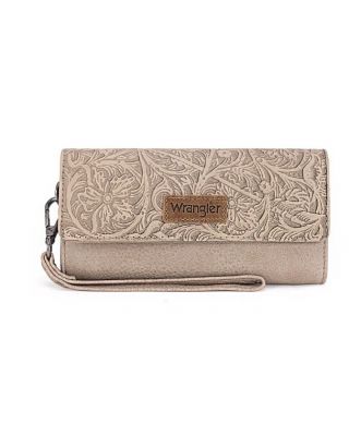 WG196-W056 TN Wrangler Western Floral Tooled Tri-fold RFID Wallet