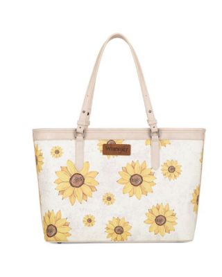 WG204-2002BEG Wrangler Sunflower Print Tote Bag