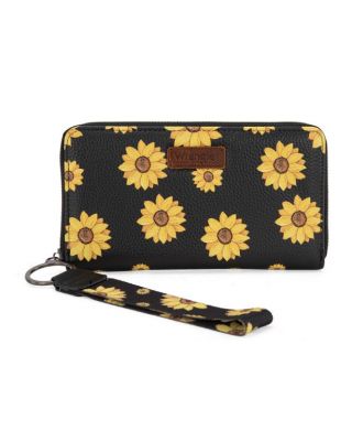 WG204-W006BK  Wrangler Sunflower Print PU Leather Wallet