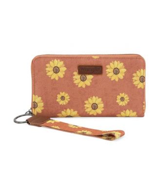 WG204-W006BR  Wrangler Sunflower Print PU Leather Wallet