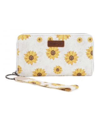 WG204-W006WT  Wrangler Sunflower Print PU Leather Wallet