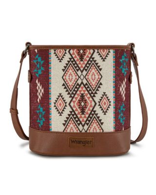 WG213-2003 BR Wrangler Aztec Distressed Print Dual Sided Print Concealed Carry Crossbody