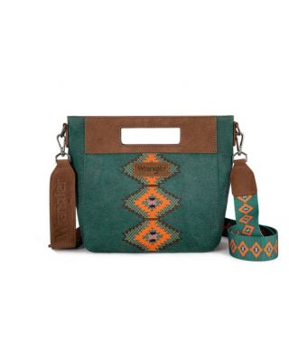 WG220-9360 TQ Wrangler Aztec Embroidered Top Handle Tote/Crossbody