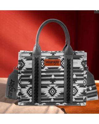 WG2203-8120S BK Wrangler Southwestern Print Small Canvas Tote/Crossbody
