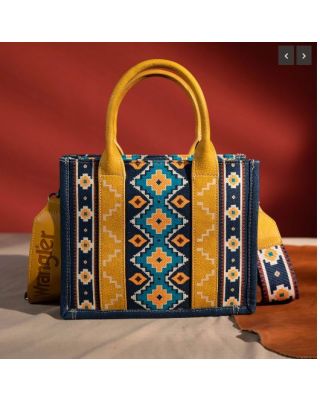 WG2203-8120S  MD Wrangler Southwestern Print Small Canvas Tote/Crossbody