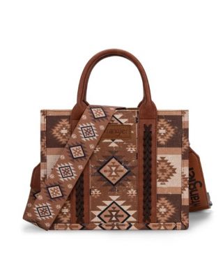 WG2209-8120S BR Wrangler Aztec Pattern Dual Sided Print -Tote/Crossbody