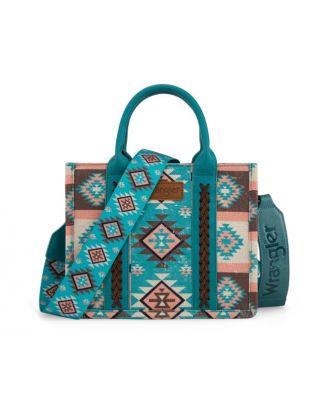 WG2209-8120S TQ Wrangler Aztec Pattern Dual Sided Print -Tote/Crossbody
