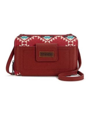WG221-183 BD Wrangler Aztec Distressed Print Dual Sided Print Phone Wallet Crossbody
