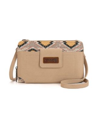 WG221-183 BG Wrangler Aztec Distressed Print Dual Sided Print Phone Wallet Crossbody