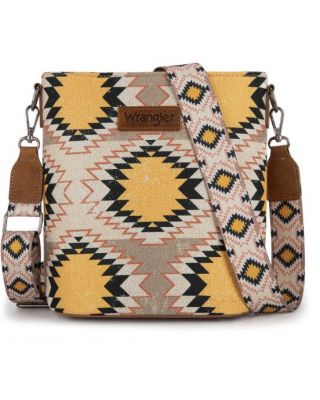 WG221-8360 BG Wrangler Aztec Distressed Print Dual Sided Print CrossbodY