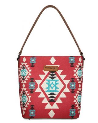 WG221-918 BD Wrangler Aztec Distressed Print Dual Sided Print Hobo Bag/Crossbody