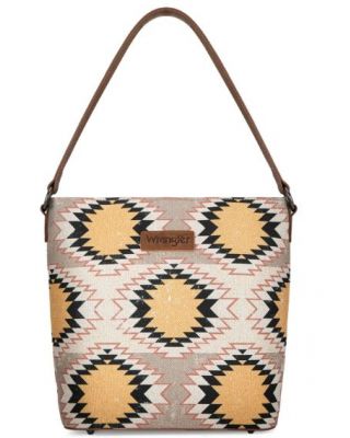 WG221-918 BG Wrangler Aztec Distressed Print Dual Sided Print Hobo Bag/Crossbody