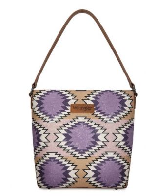 WG221-918 PP Wrangler Aztec Distressed Print Dual Sided Print Hobo Bag/Crossbody