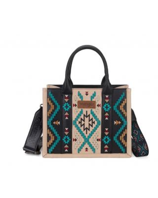 WG2214-8120  BK Wrangler Aztec Embroidered Tote/Crossbody 
