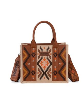 WG2214-8120  BR Wrangler Aztec Embroidered Tote/Crossbody 