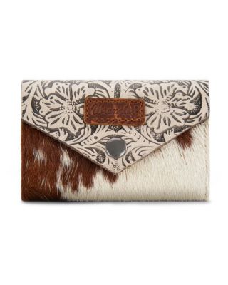 WG224-W070 TN Wrangler Genuine Hair-On Cowhide Floral Tooled Wallet