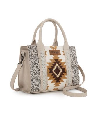 WG226-8120 BG Wrangler Tooled Aztec Pattern Print Concealed Carry Tote
