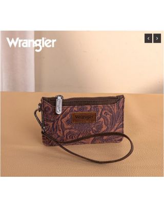 WG227-W075CF Wrangler Vintage Floral Velvet Printed Mini Zip card Case Wristlet