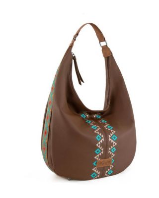 WG233-3027 BR Wrangler Aztec Embroidered Large Hobo Bag