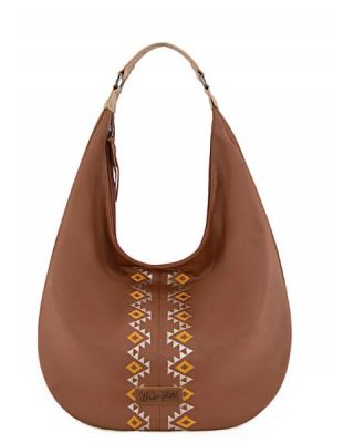 WG233-3027 LBR Wrangler Aztec Embroidered Large Hobo Bag