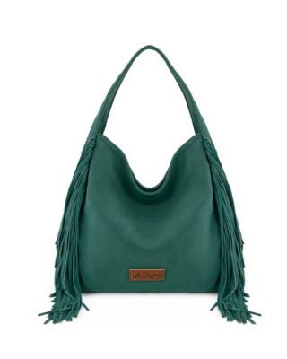 WG244-9182 TQ Wrangler Fringe Studded Hobo Bag