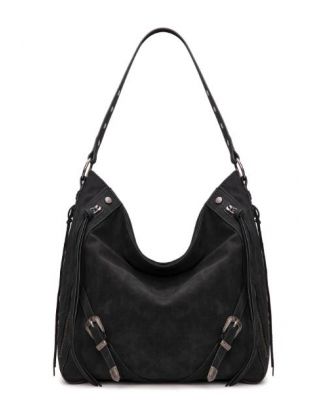 WG245-918 BK Wrangler Buckle Hobo/Crossbody Bag