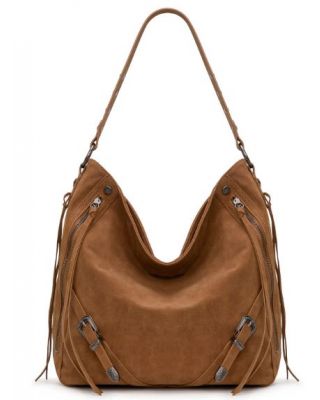 WG245-918 BR Wrangler Buckle Hobo/Crossbody Bag