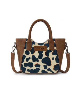 WG264-8015BR Wrangler Cow Print Mini Tote/Crossbody