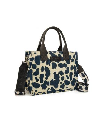 WG264-8120BK Wrangler Cow Print Concealed Carry Tote/Crossbody