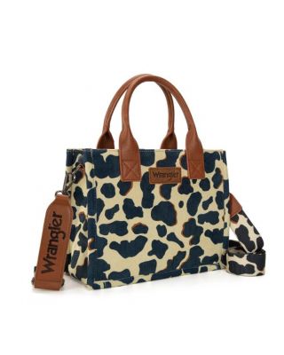 WG264-8120BR Wrangler Cow Print Concealed Carry Tote/Crossbody