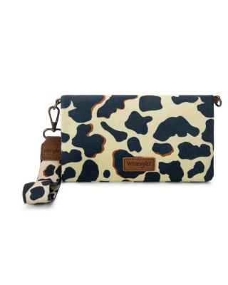 WG264-W106BR Wrangler Cow Print Wallet/Wristlet/Crossbody