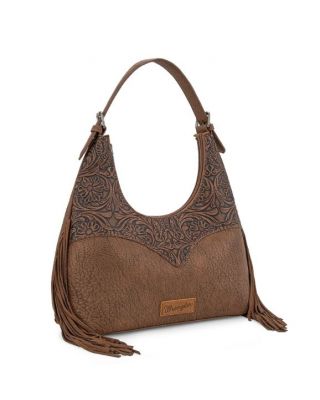 WG265-3027 CF Wrangler Fringe Floral Tooled Hobo Bag