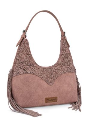 WG265-3027 DPK Wrangler Fringe Floral Tooled Hobo Bag