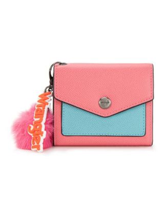 WG274-W079 PK-BL Wrangler Tri-Fold Wallet with Keyring Pom Pom