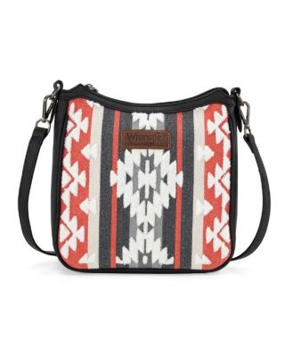 WG275-2003 BK Wrangler Sherpa Aztec Canvas Crossbody