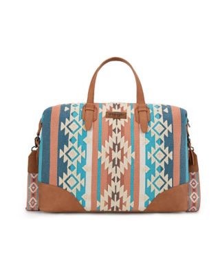 WG275-5110 BR Wrangler Sherpa Aztec Canvas Duffle Bag