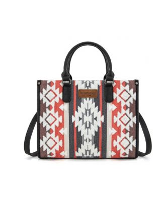 WG275-8120 BK Wrangler Sherpa Aztec Canvas Tote/Crossbody