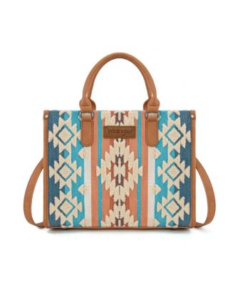 WG275-8120 BR Wrangler Sherpa Aztec Canvas Tote/Crossbody