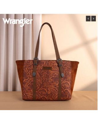 WG277-2002BR Wrangler Vintage Floral Printed Large Tote Bag