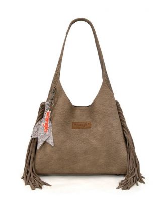 WG279-9182KH Wrangler Fringe Floral Tooled Hobo Bag