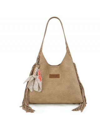WG279-9182TN Wrangler Fringe Floral Tooled Hobo Bag
