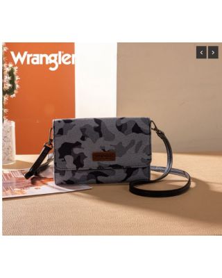 WG286-183BK Wrangler Camo Print Canvas Clutch/Crossbody
