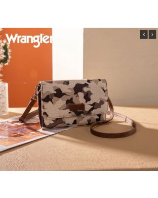 WG286-183BR Wrangler Camo Print Canvas Clutch/Crossbody