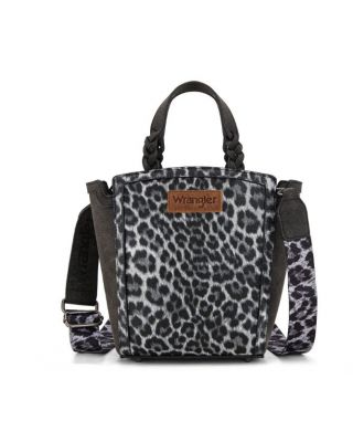 WG296-8014BK Wrangler Leopard Print Braided Handle Tote/Crossbody