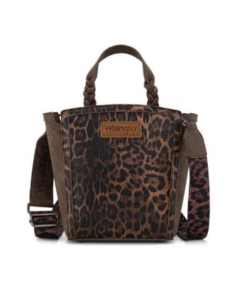 WG296-8014CF Wrangler Leopard Print Braided Handle Tote/Crossbody