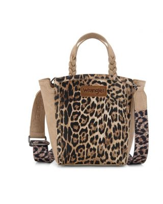 WG296-8014TN Wrangler Leopard Print Braided Handle Tote/Crossbody