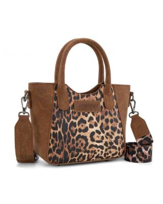 WG296-8015BR Wrangler Leopard Print Small Tote/Crossbody
