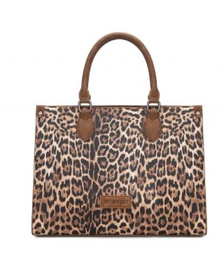 WG296-8625BR Wrangler Leopard Print Wide Tote Bag/Crossbody